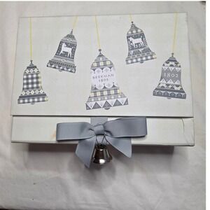 Beekman 1802 Decorative Bell Gift Box White Gray Christmas Holiday Design Empty